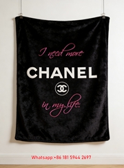 I Need More Chanel Pink Script Flannel Throw Blanket IMG_7164